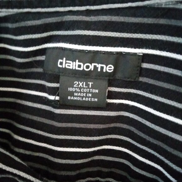Claiborne Black and White Striped Long Sleeve Button Up Shirt - Picture 5 of 5